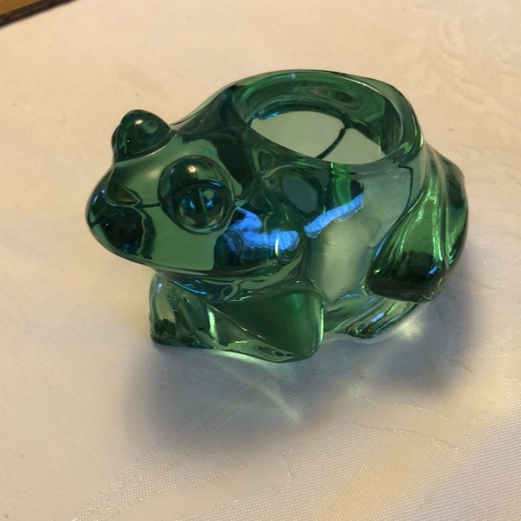 INDIANA GLASS  CO -FROG - SLEEPING KITTEN - TORTOISE  TEA LIGHT  HOLDER - Picture 2 of 16